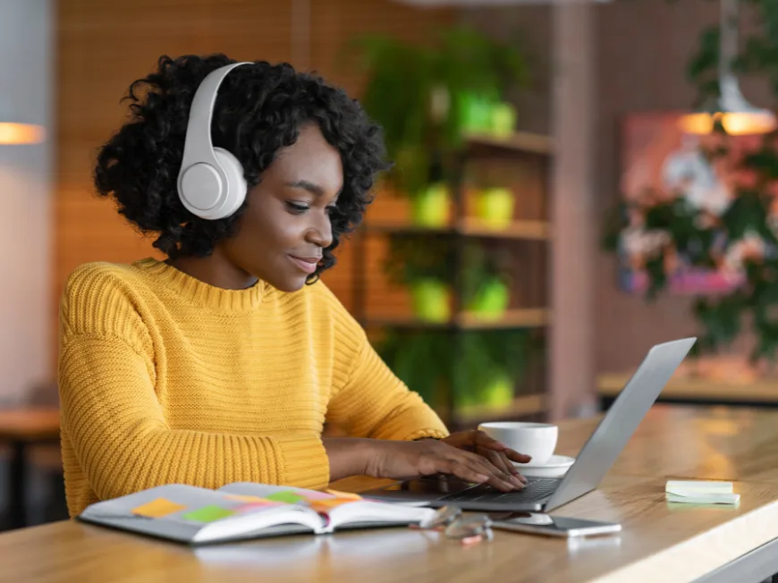 A person working on their laptop
